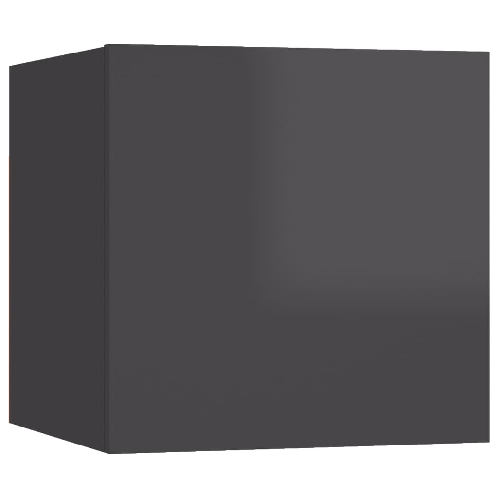 vidaXL ТВ шкафове за стенен монтаж, 8 бр, сив гланц, 30,5x30x30 см