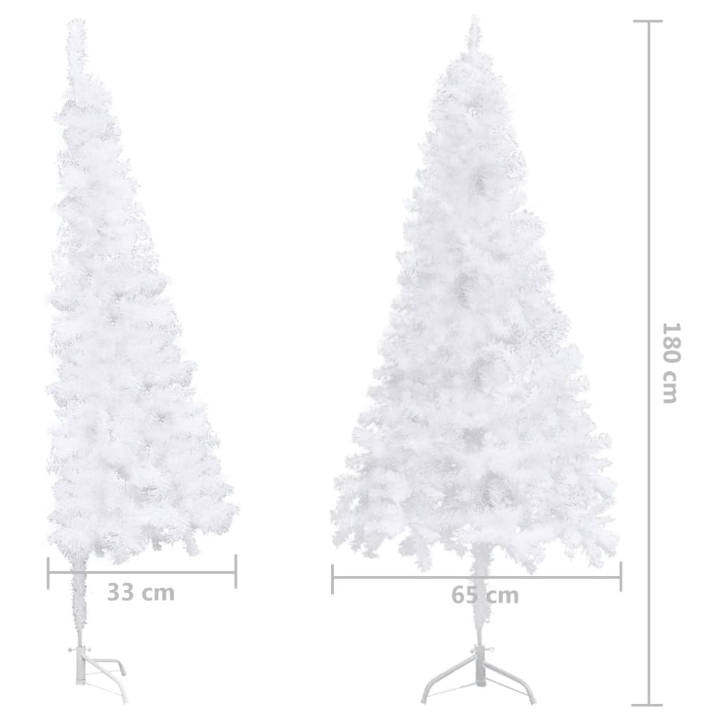 vidaXL Ъглова изкуствена коледна елха, бяла, 180 см, PVC