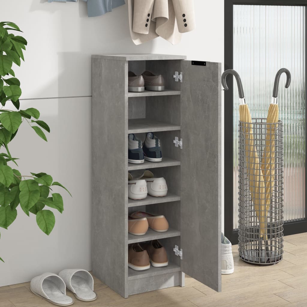 vidaXL Шкаф за обувки, бетонно сив, 30x35x100 см, инженерно дърво