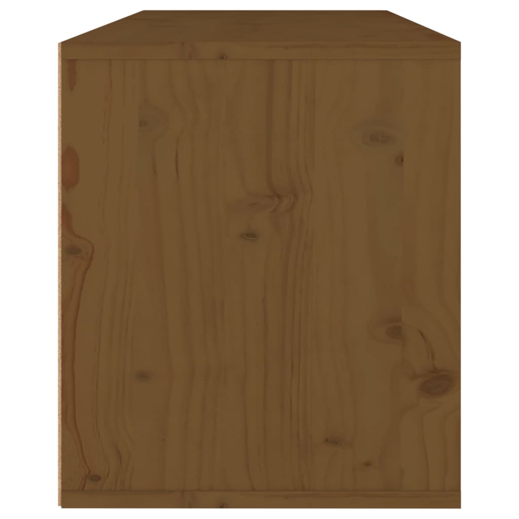 vidaXL Стенен шкаф, меденокафяв, 80x30x35 см, борово дърво масив