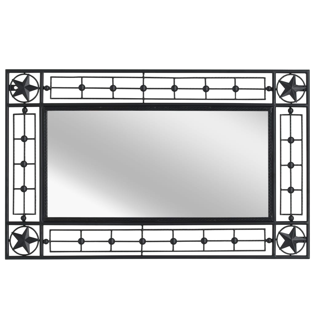 vidaXL Градинско стенно огледало, правоъгълно, 50x80 см, черно