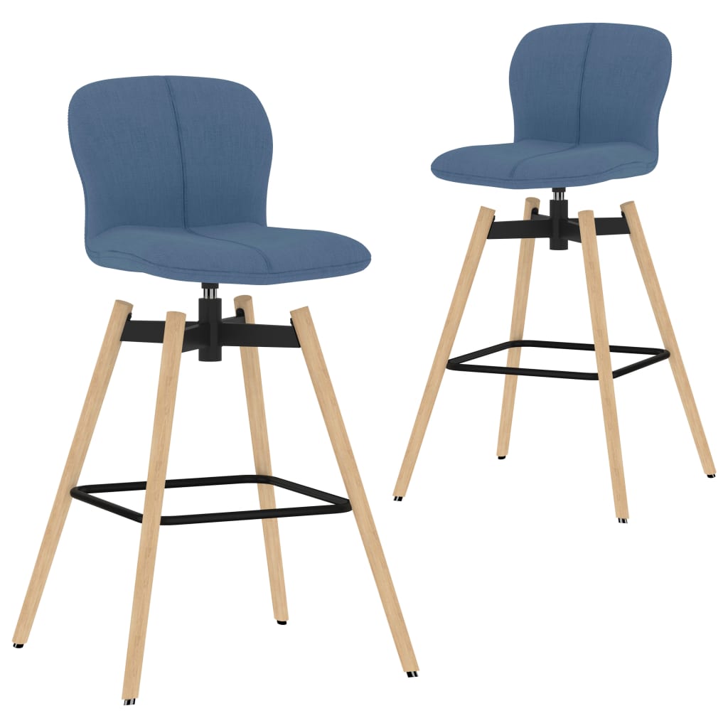 vidaXL Въртящи се бар столове, 2 бр, сини, текстил