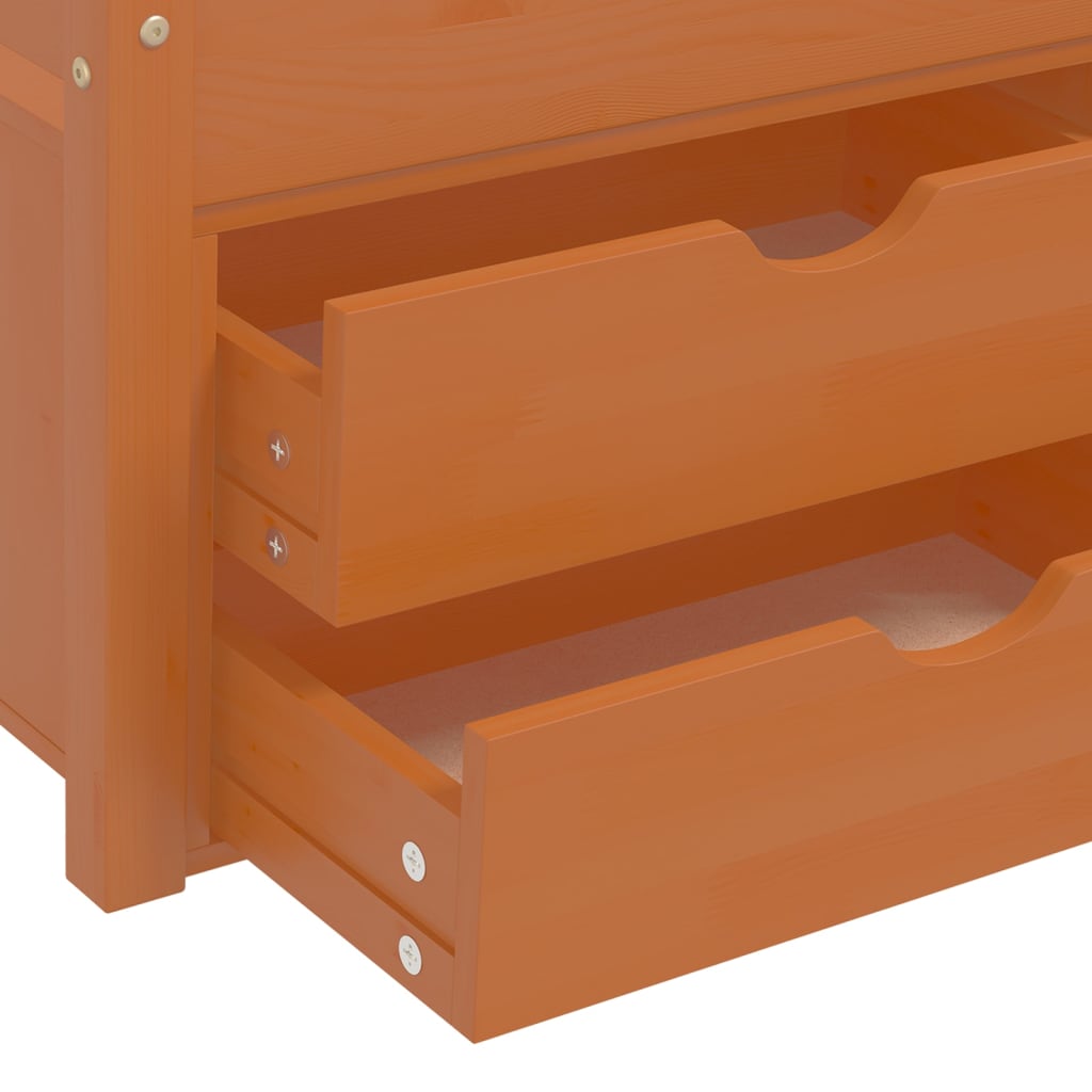 vidaXL Рамка за легло чекмеджета/шкаф меденокафява бор масив 90x200 см