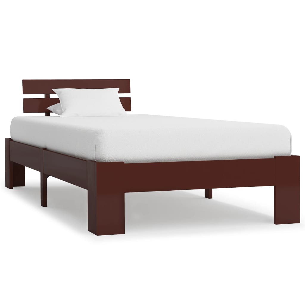 vidaXL Рамка за легло, тъмнокафява, бор масив, 100x200 см