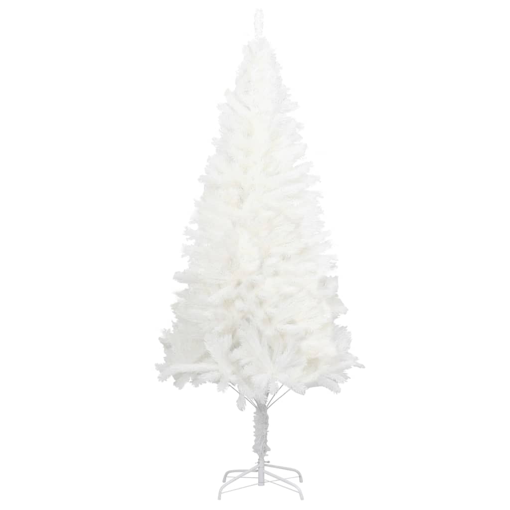 vidaXL Изкуствена осветена коледна елха, бяла, 120 см