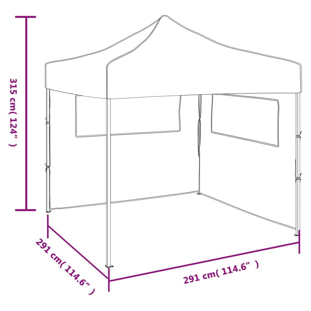vidaXL Сгъваема шатра с 2 стени, 3x3 м, кремава