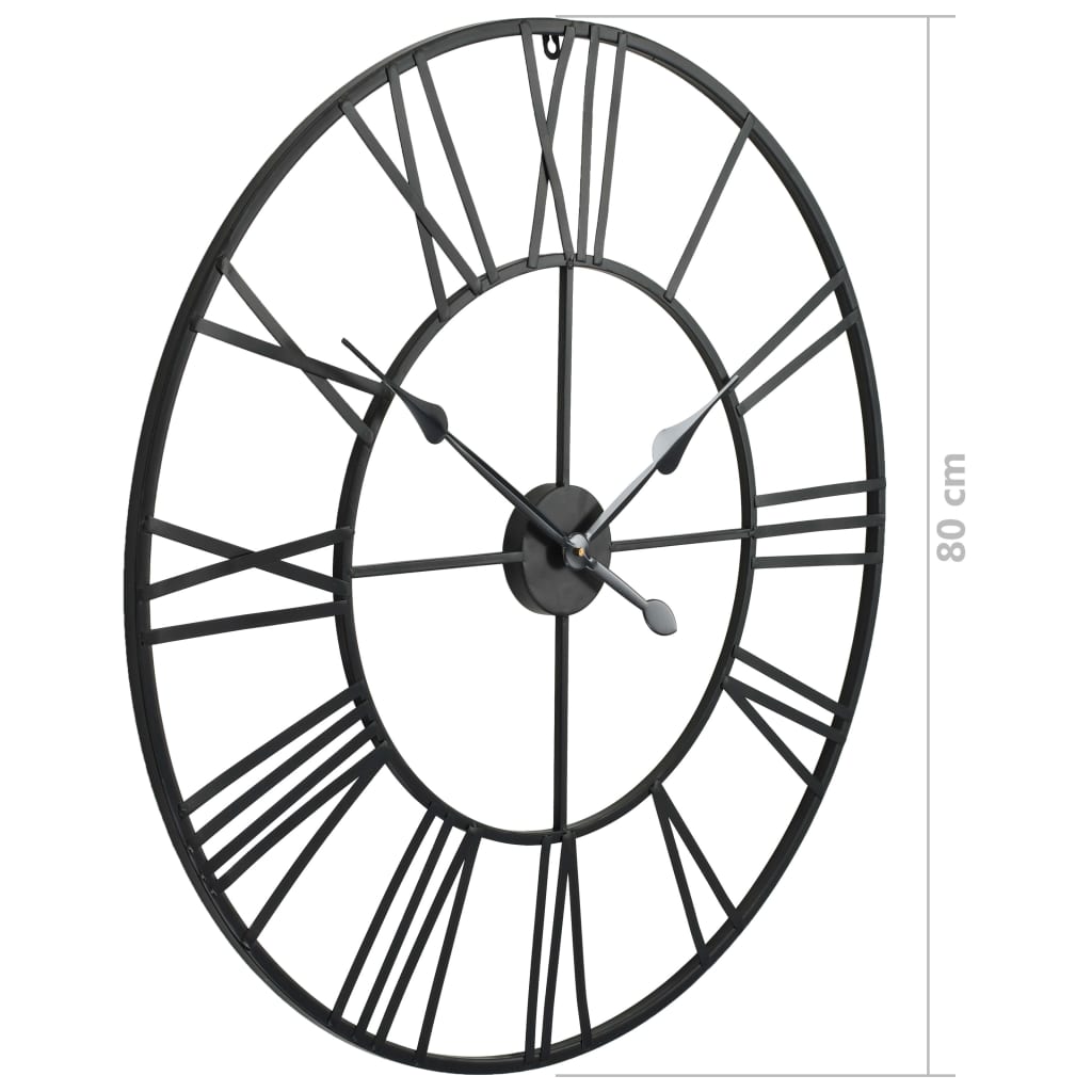 vidaXL Винтидж стенен часовник с кварцов механизъм, метал, 80 см, XXL