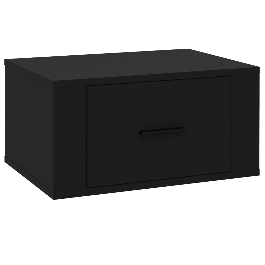vidaXL Нощно шкафче за стенен монтаж, черно, 50x36x25 см