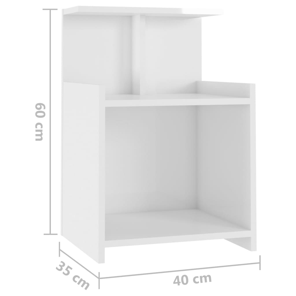 vidaXL Нощни шкафчета, 2 бр, бял гланц, 40x35x60 см, ПДЧ
