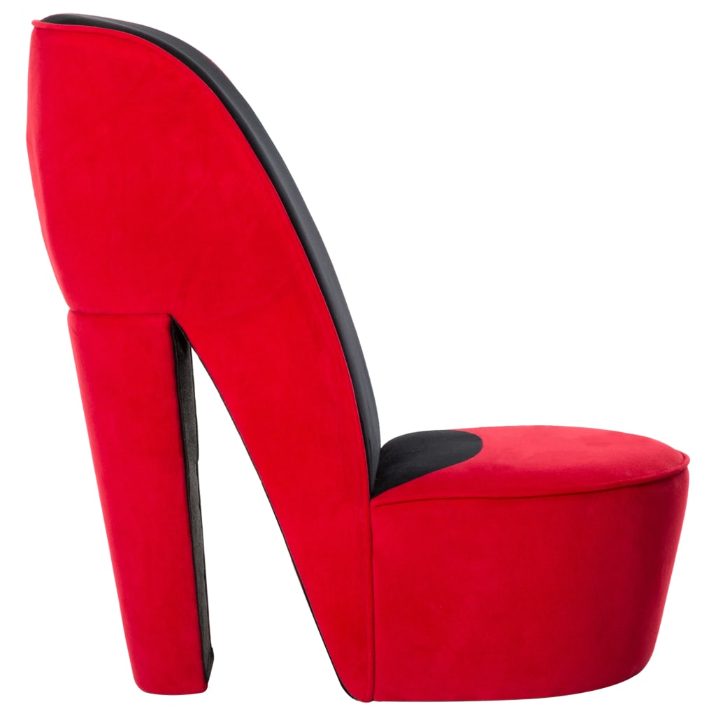 vidaXL Стол във форма на обувка на висок ток, червен, кадифе