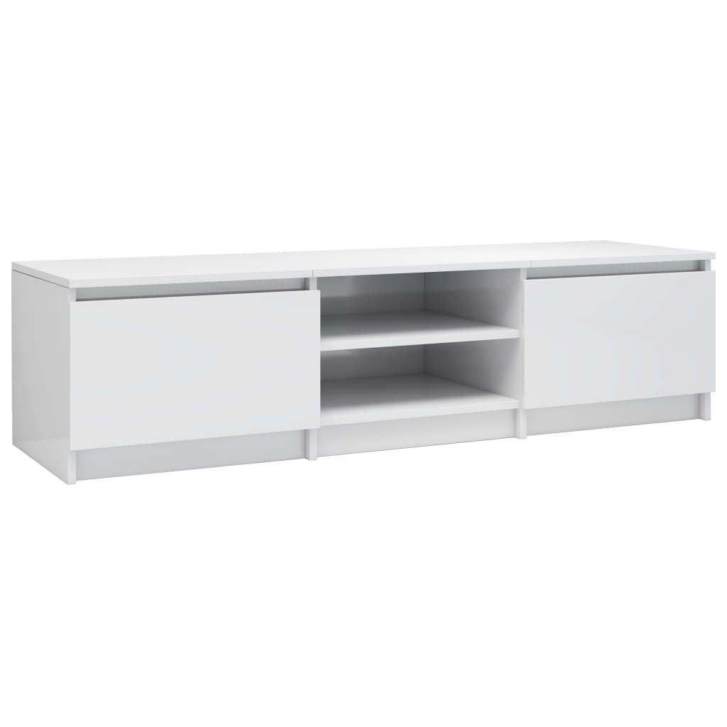 vidaXL ТВ шкаф, бял гланц, 140x40x35,5 см, ПДЧ