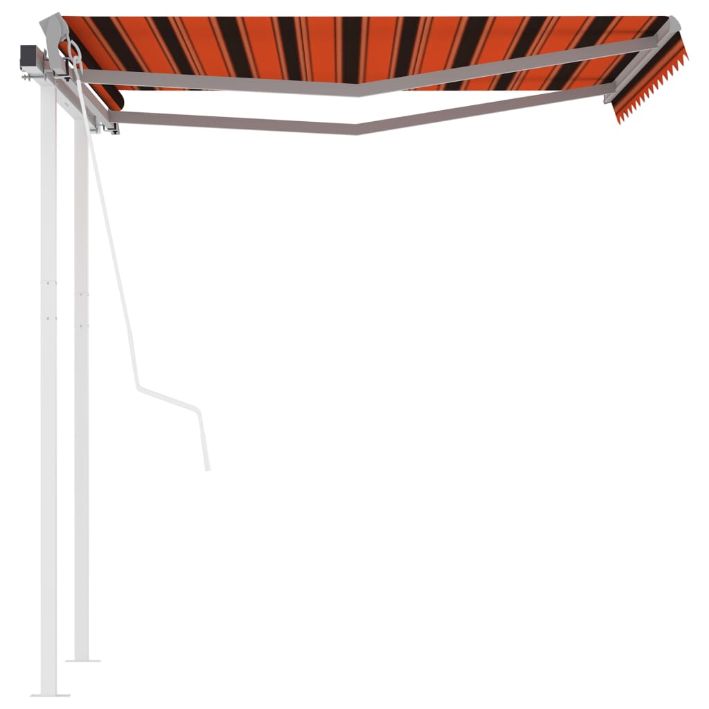 vidaXL Автоматично прибираем сенник с прътове 3x2,5 м оранжево/кафяво
