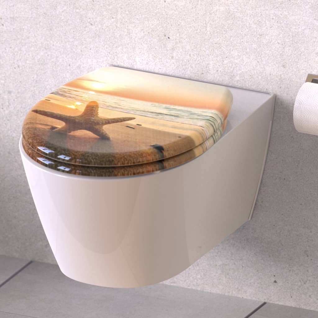 SCHÜTTE Дуропласт тоалетна седалка с плавно затваряне SEA STAR принт