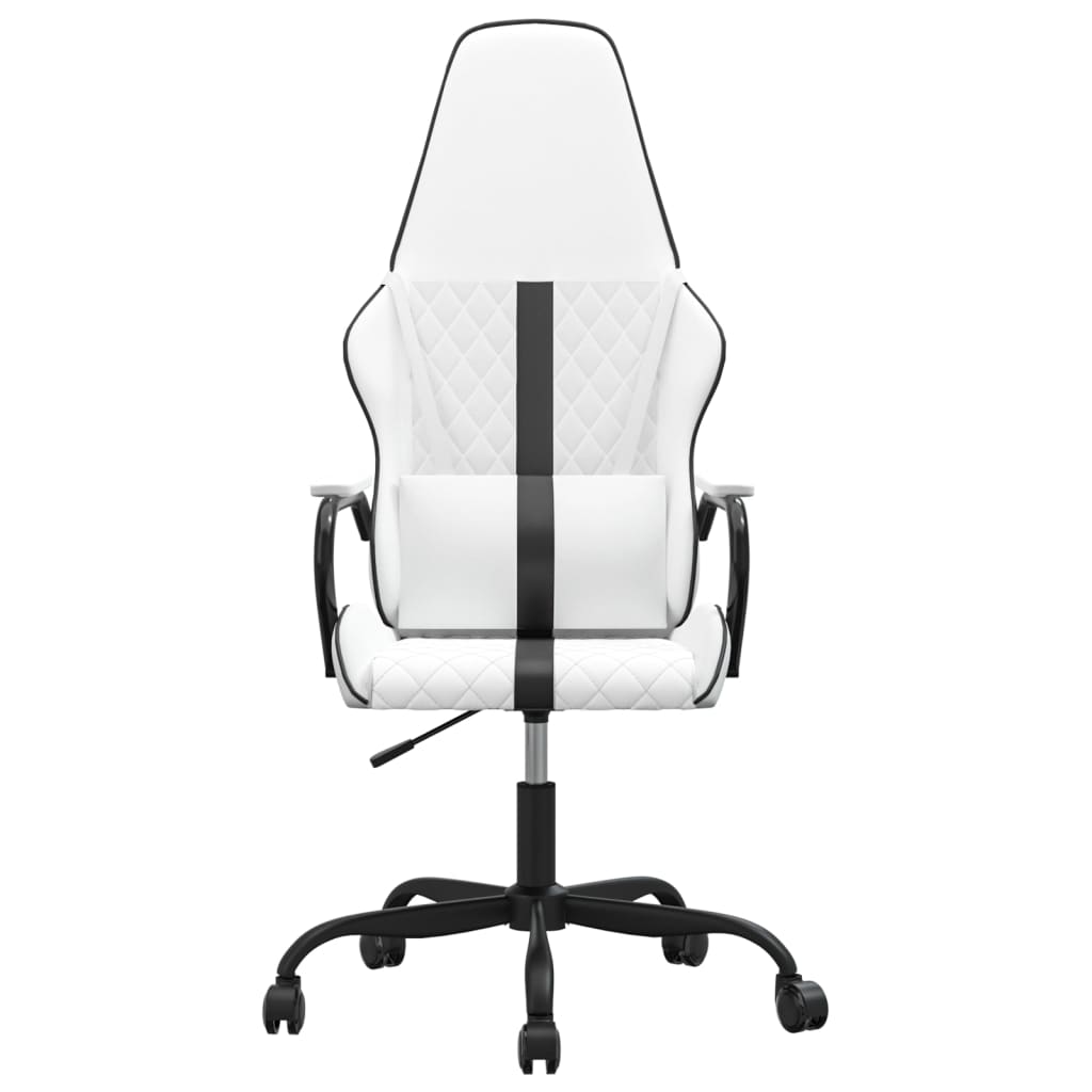 vidaXL Гейминг стол, бяло и черно, изкуствена кожа