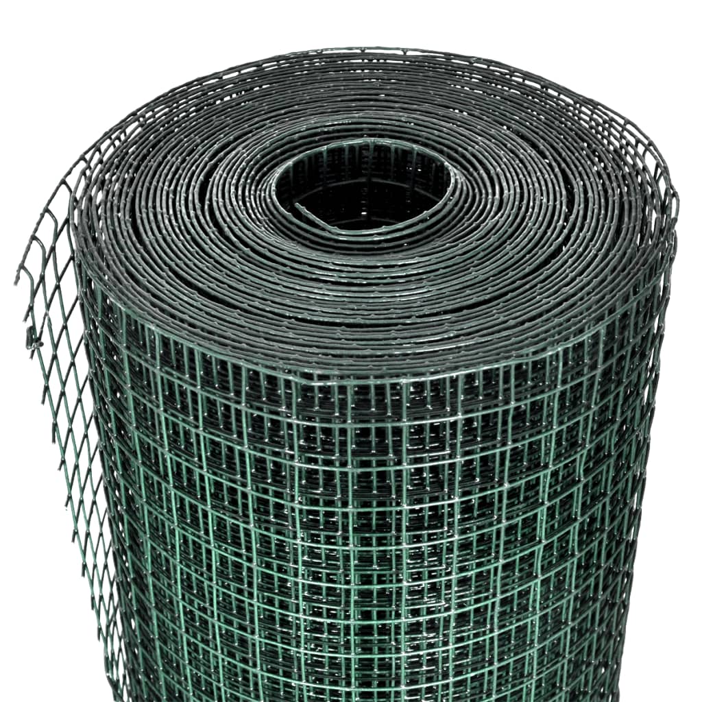 vidaXL Кокошкарска мрежа, поцинкована с PVC покритие, 25x1 м, зелена