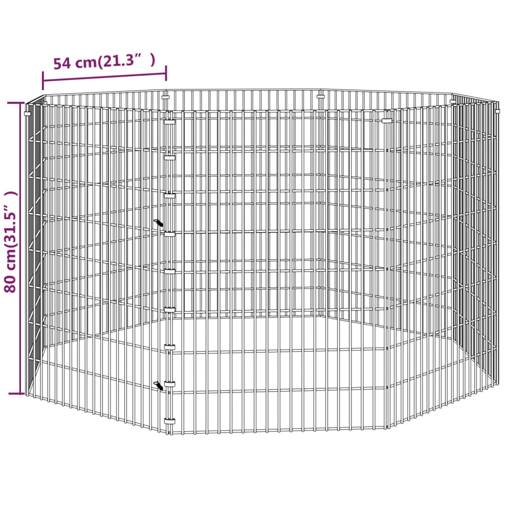 vidaXL Клетка за зайци, 8 панела, 54x80 см, поцинковано желязо