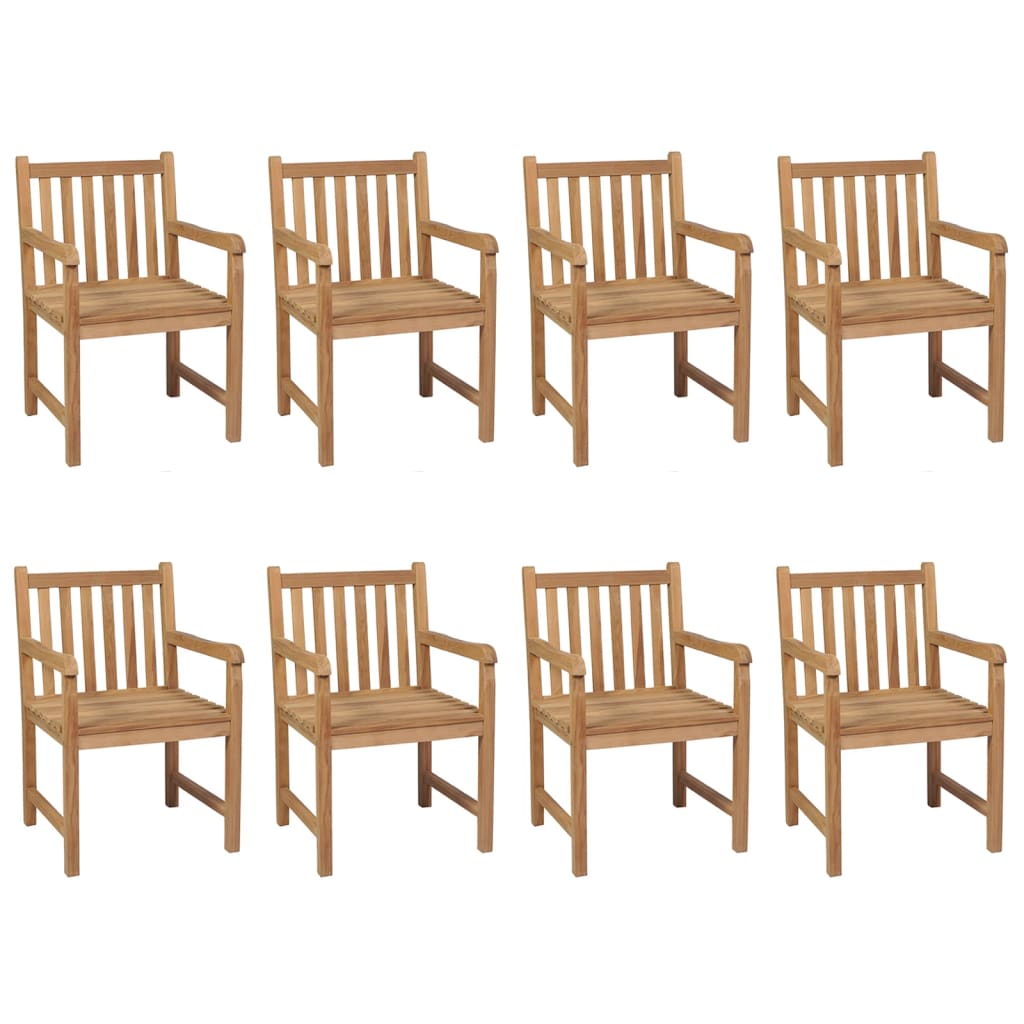 vidaXL Градински столове 8 бр с бежови възглавници тиково дърво масив
