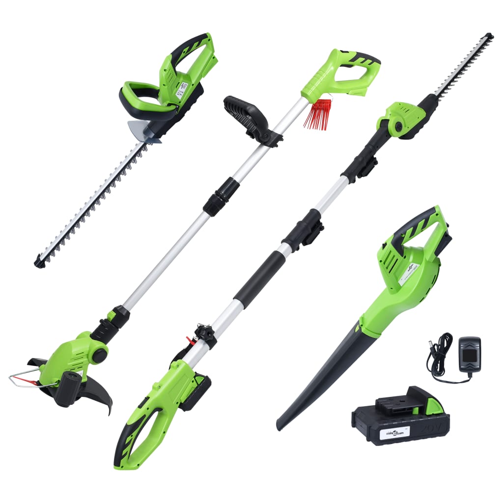 vidaXL Безжични градински инструменти от 4 части със заряднo и батерия