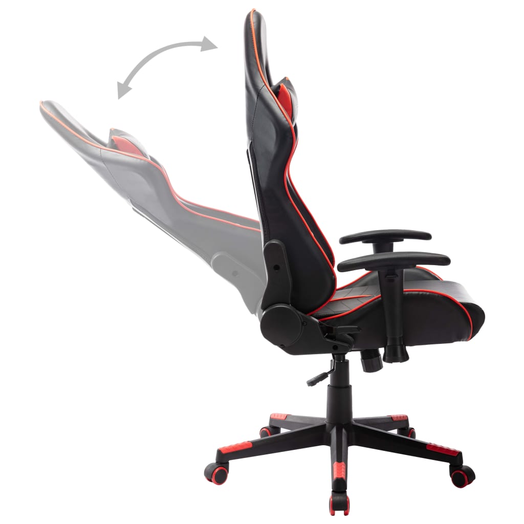 vidaXL Геймърски стол, черно и червено, изкуствена кожа