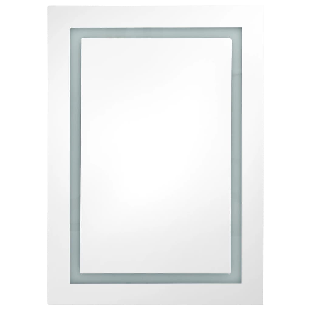 vidaXL LED шкаф с огледало за баня, бяло и цвят дъб, 50x13x70 см