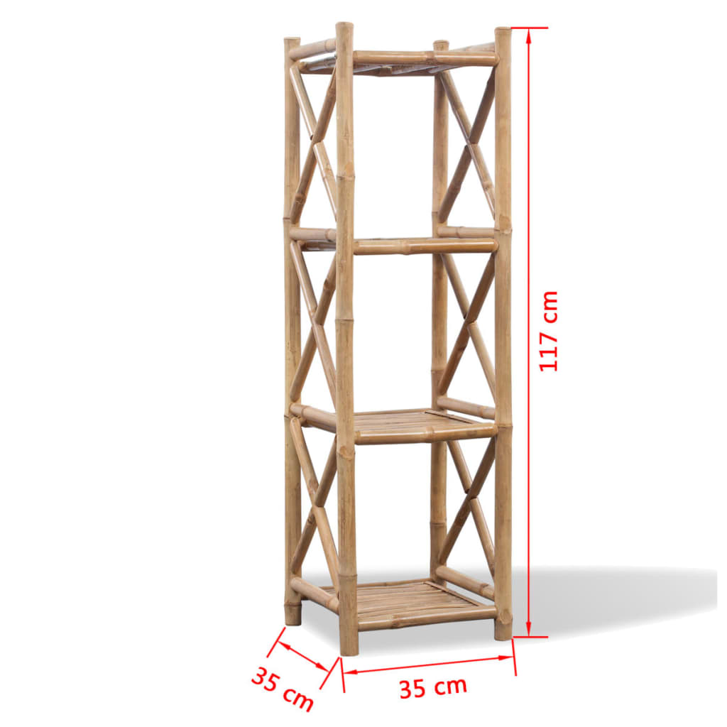 Бамбуков квадратен стелаж, 4 рафта