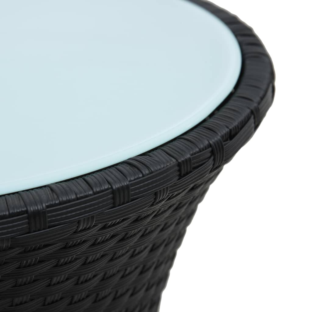 vidaXL Градинска странична маса с форма на барабан, черна, полиратан