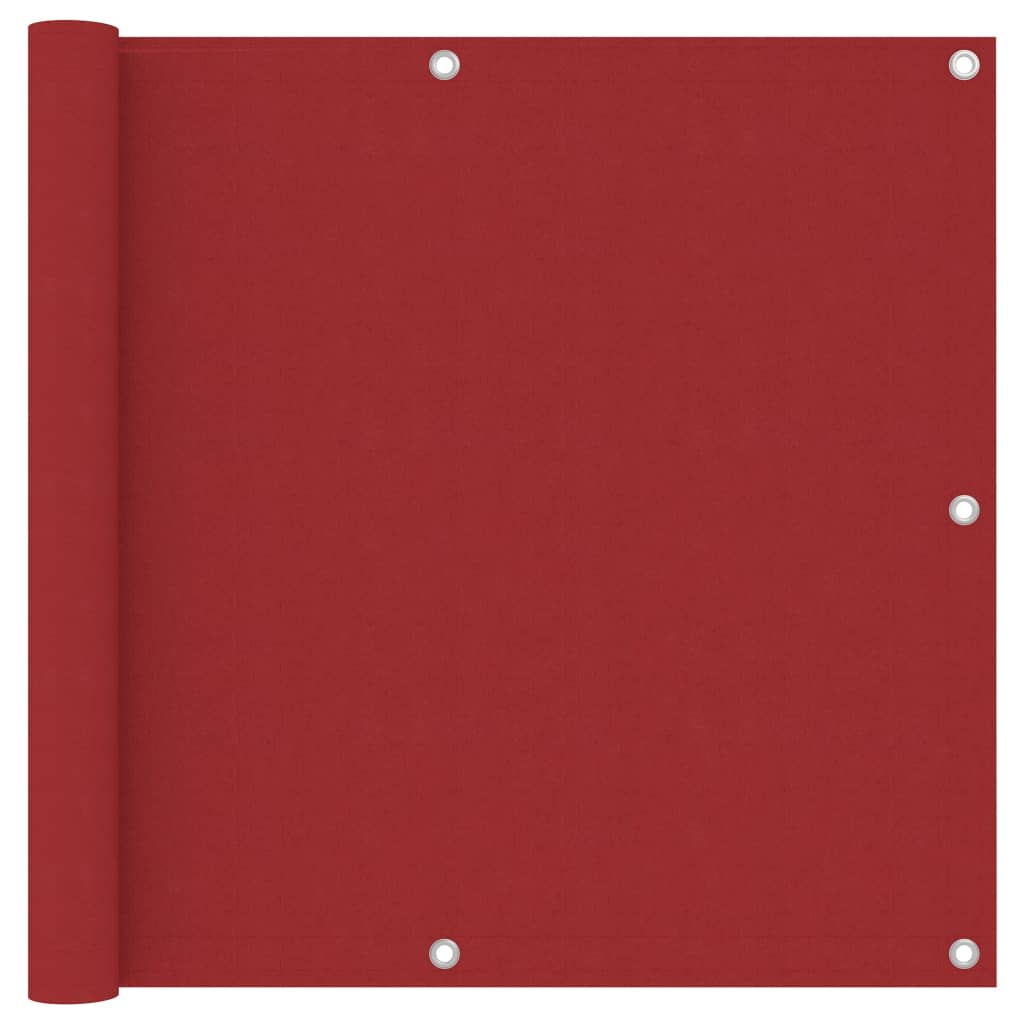 vidaXL Балконски параван, червен, 90x500 см, оксфорд плат